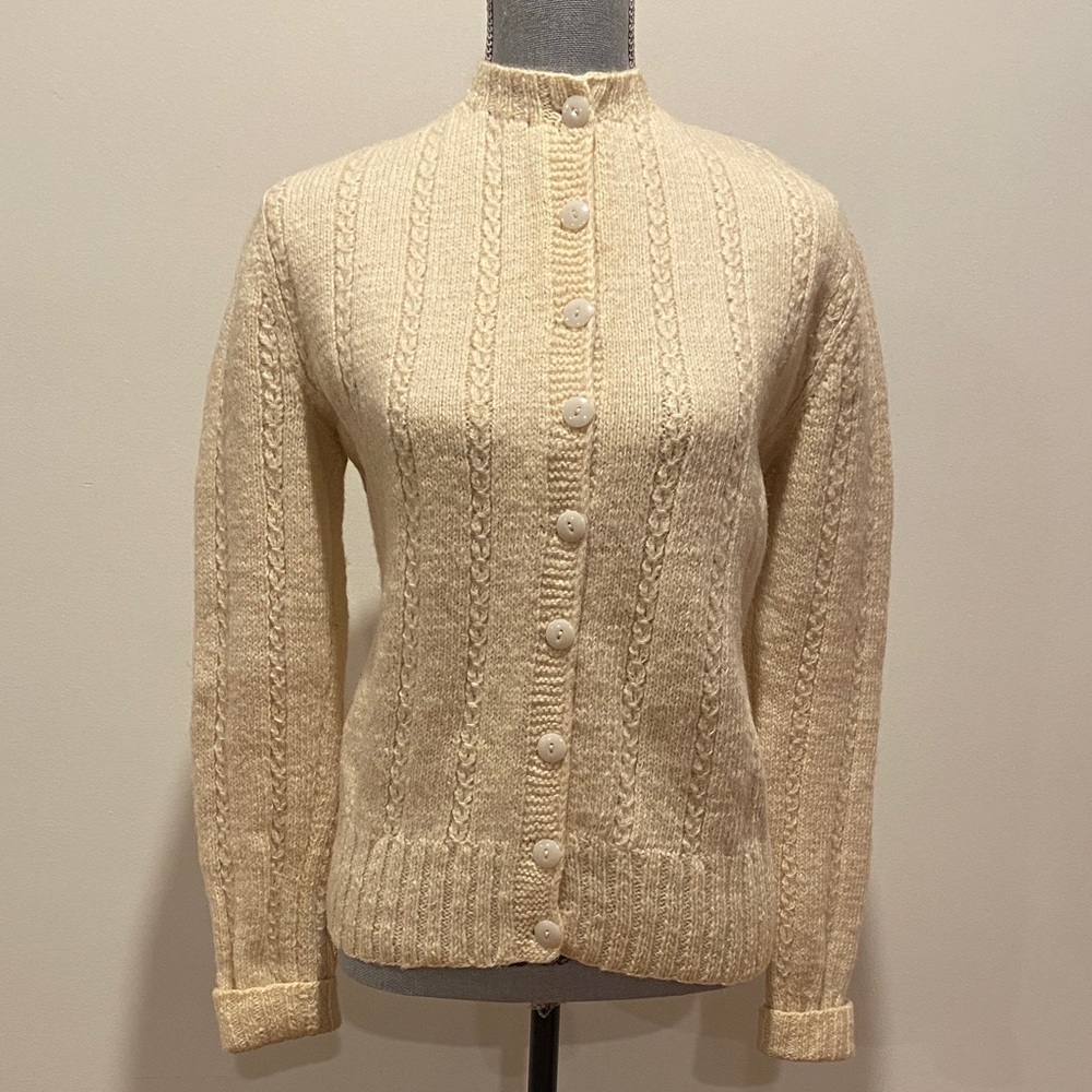 Vintage Cream Cable Knit Cardigan